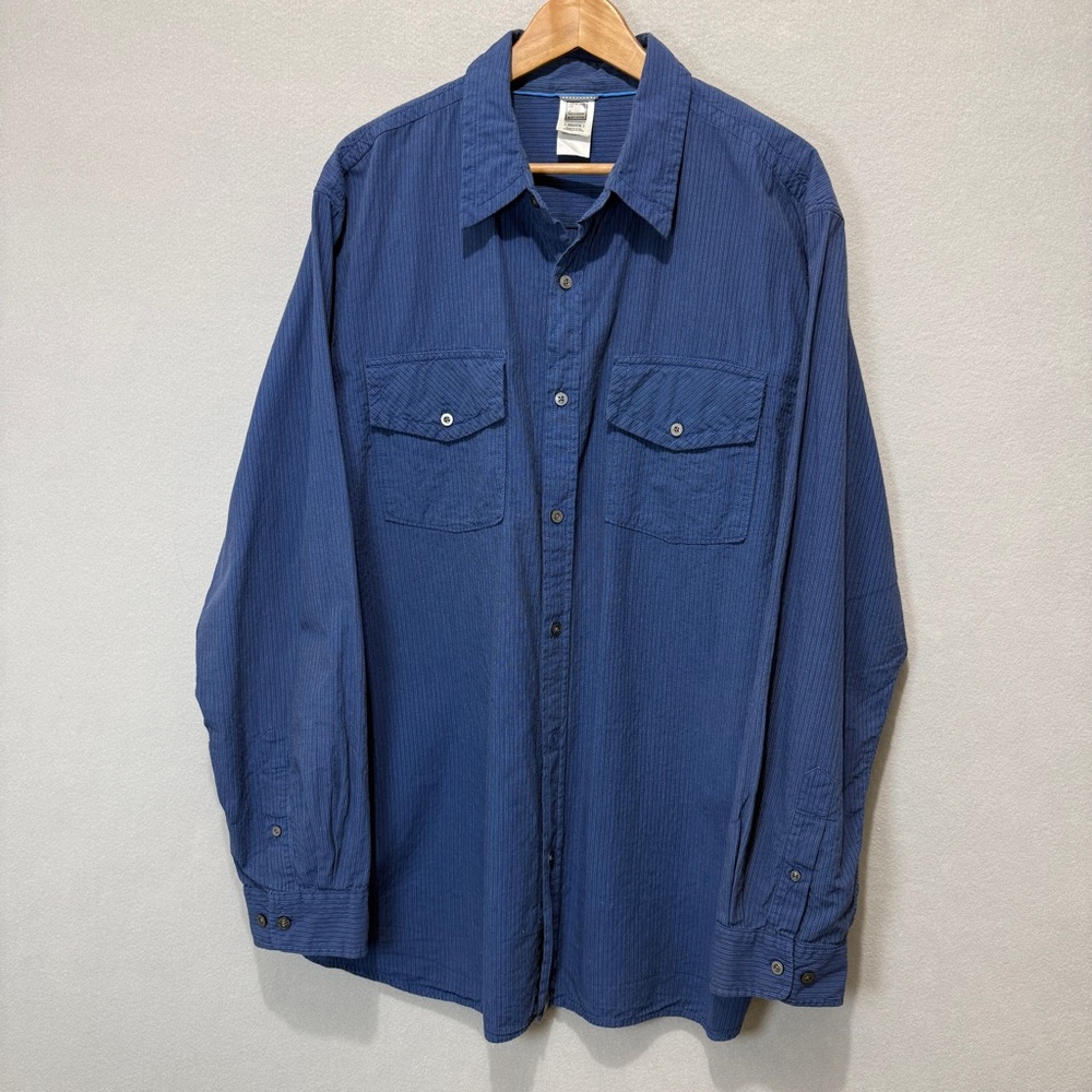 The North Face Men’s XXL Blue Stripe Button Up Cotton Long Sleeve Shirt Outdoor